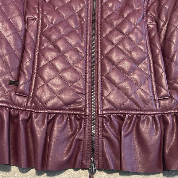 French Connection Women's Vegan Leather Jackets, Plum Noir Ruffle size XS NWT - Picture 9 of 10